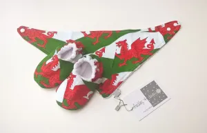 Wales Flag Baby Gift Set, Bib and Shoes set