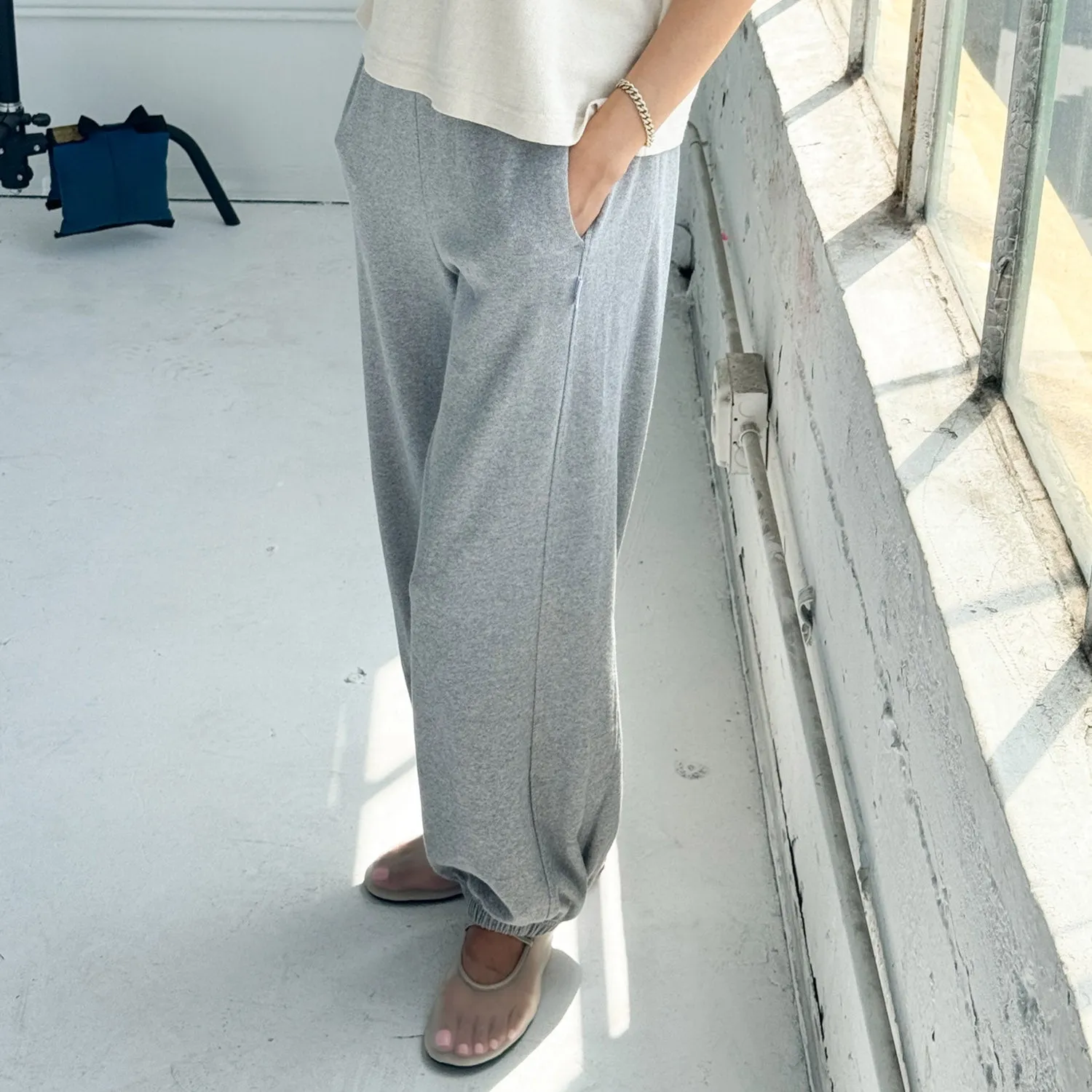 Women's Cotton Balloon Pants - Heather Grey