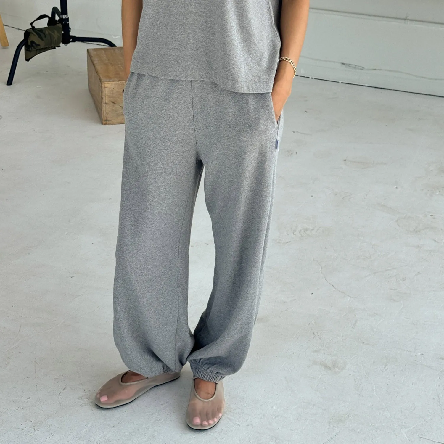 Women's Cotton Balloon Pants - Heather Grey