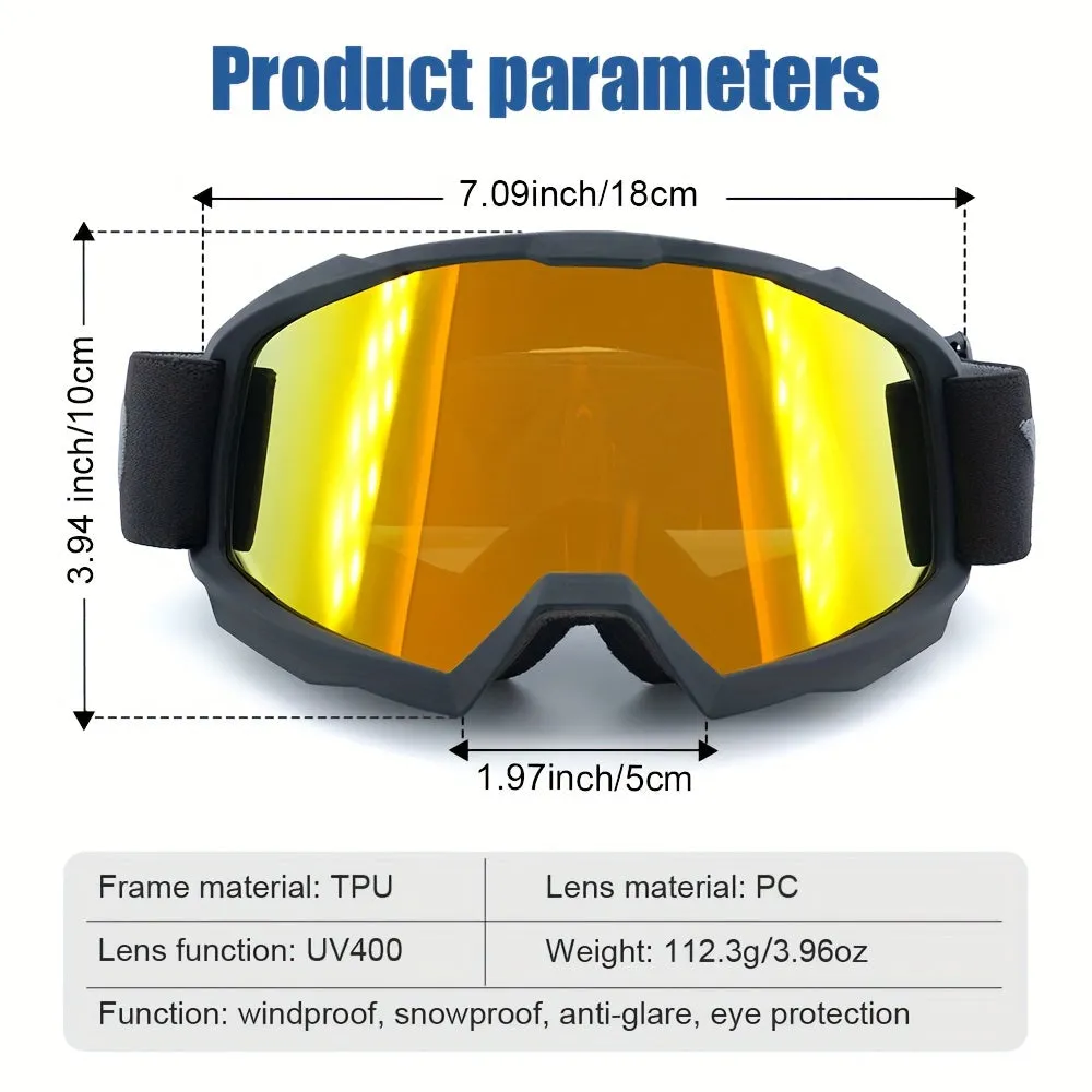 YUEDIO Adult Ski Goggles UV400 Protection - Anti-Fog Mirrored Lens, Impact-Resistant PC Material, TPU Frame - Windproof Snowboard Goggles for Men & Women, Applicable for Snowmobile, Skiing, Skating