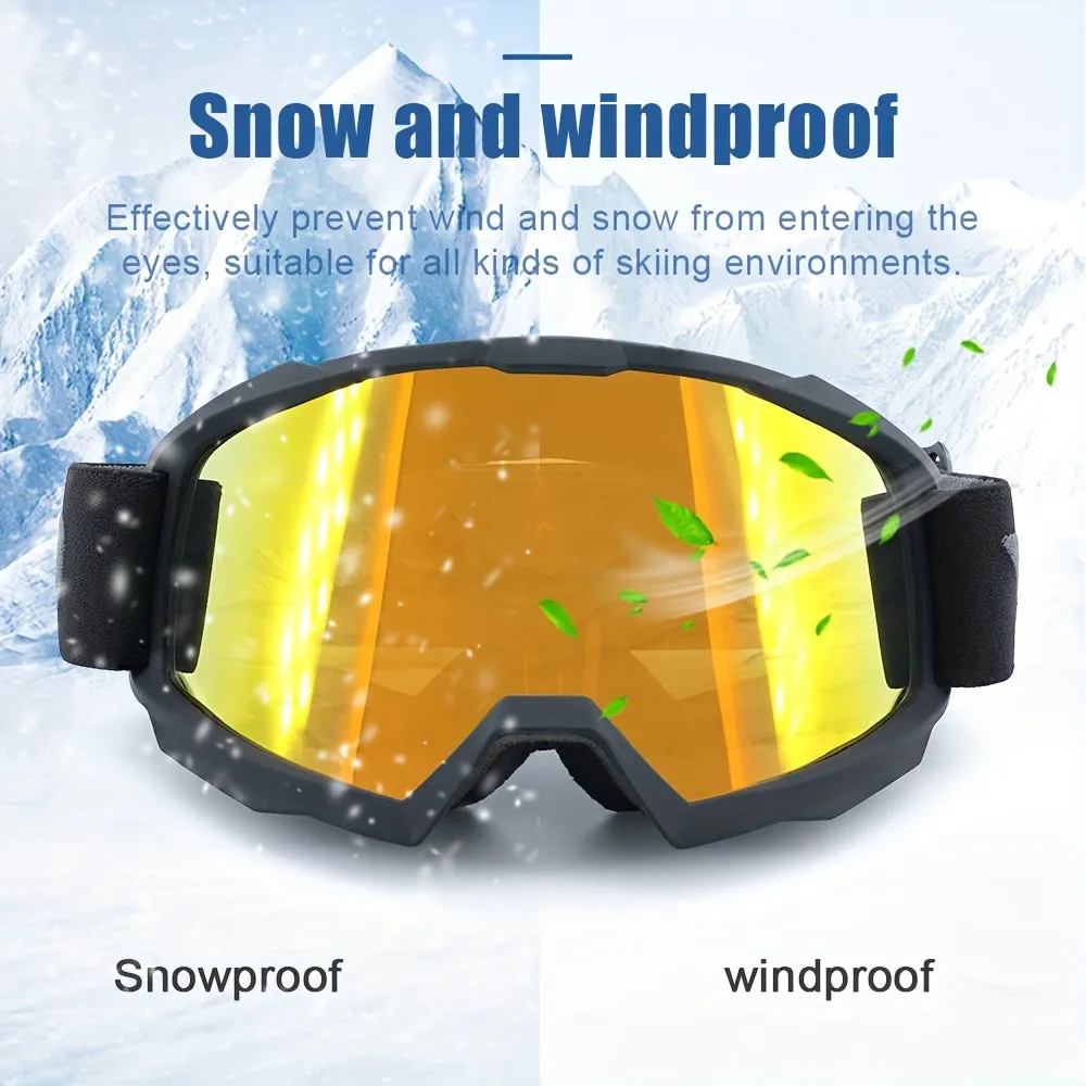 YUEDIO Adult Ski Goggles UV400 Protection - Anti-Fog Mirrored Lens, Impact-Resistant PC Material, TPU Frame - Windproof Snowboard Goggles for Men & Women, Applicable for Snowmobile, Skiing, Skating