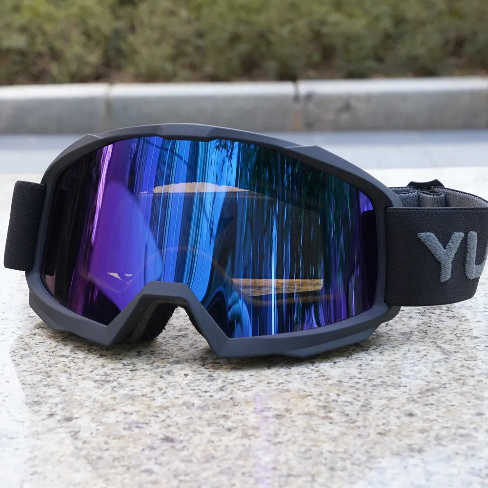 YUEDIO Adult Ski Goggles UV400 Protection - Anti-Fog Mirrored Lens, Impact-Resistant PC Material, TPU Frame - Windproof Snowboard Goggles for Men & Women, Applicable for Snowmobile, Skiing, Skating
